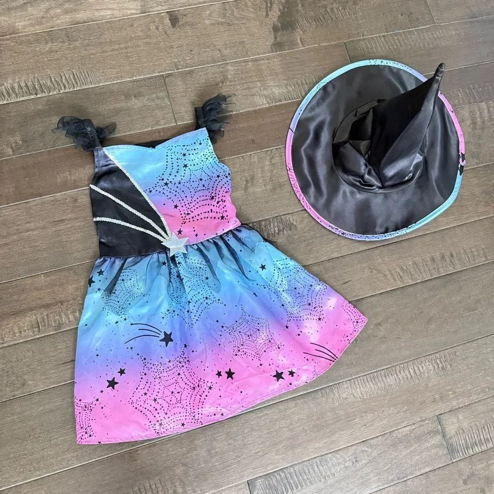 Toddler Witch Halloween Costume Outfit Dress with Hat 3T-4T George UK Girls Kids